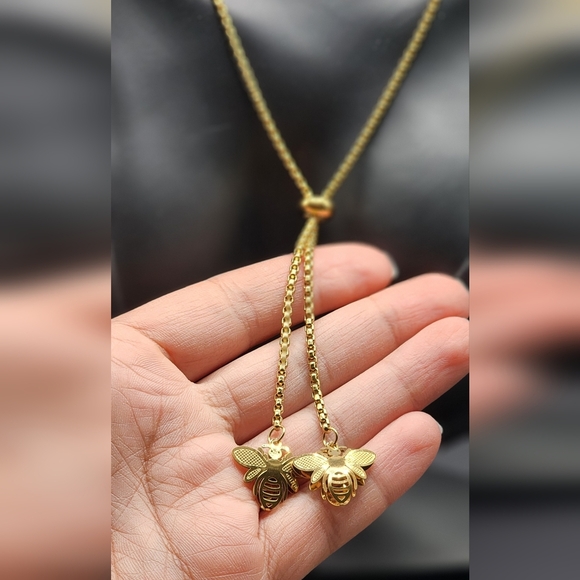 Quenn Bee Lariat 18K GOLD Stainless Steel Waterproof Necklace - Picture 6 of 9